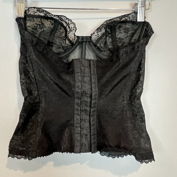 Vintage Warner Merry Widow Anemone Black Floral Sheer Corset 34B - Picture 16 of 16